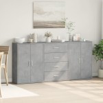 vidaXL Dulapuri, 3 buc., gri beton, 60x31x84 cm, lemn prelucrat vidaXL Dulapuri, 3 buc., gri beton, 60x31x84 cm, lemn prelucrat