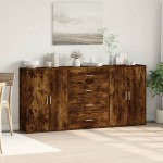 vidaXL Dulapuri, 3 buc., stejar fumuriu, 60x31x84 cm, lemn prelucrat vidaXL Dulapuri, 3 buc., stejar fumuriu, 60x31x84 cm, lemn prelucrat