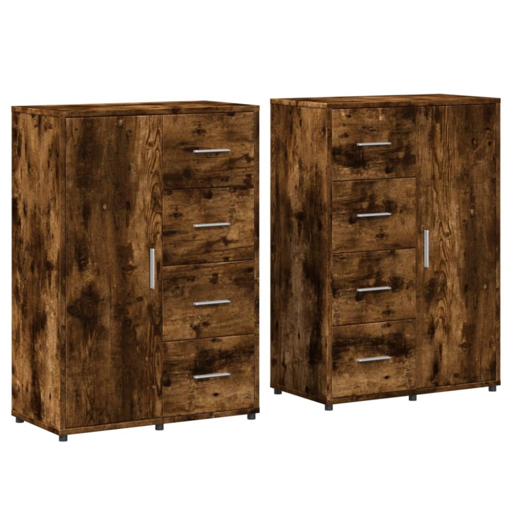 vidaXL Dulapuri, 2 buc., stejar fumuriu, 60x31x84 cm, lemn prelucrat