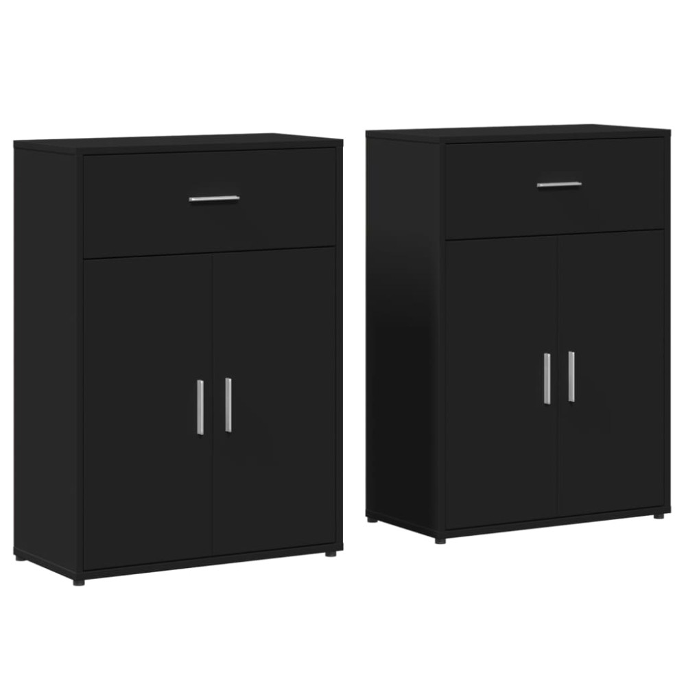 vidaXL Dulapuri, 2 buc., negru, 60x30x84 cm, lemn prelucrat