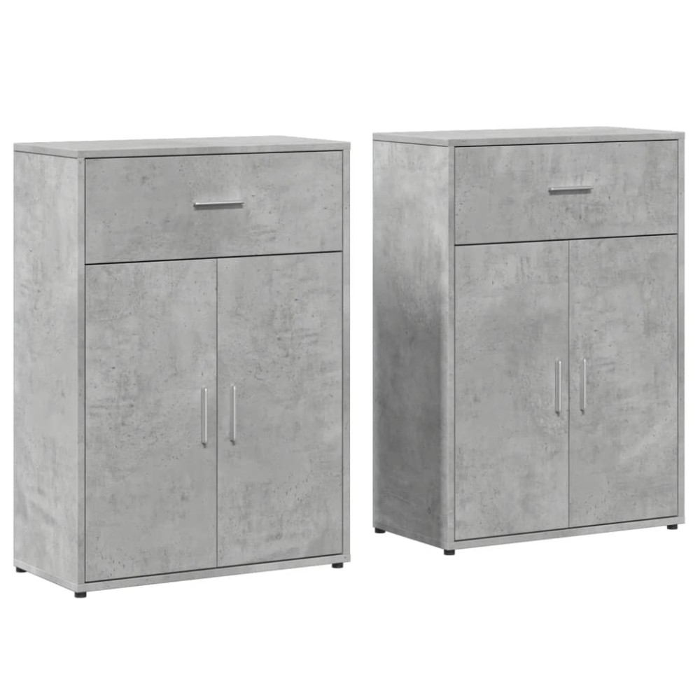 vidaXL Comode, 2 buc., gri beton, 60x30x84 cm, lemn compozit