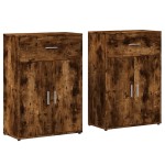 vidaXL Comode, 2 buc., stejar fumuriu, 60x30x84 cm, lemn compozit vidaXL Comode, 2 buc., stejar fumuriu, 60x30x84 cm, lemn compozit