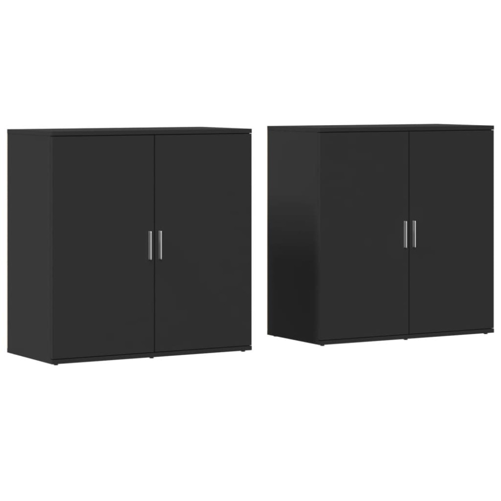 vidaXL Dulapuri, negru, 2 buc., 79x38x80 cm, lemn prelucrat