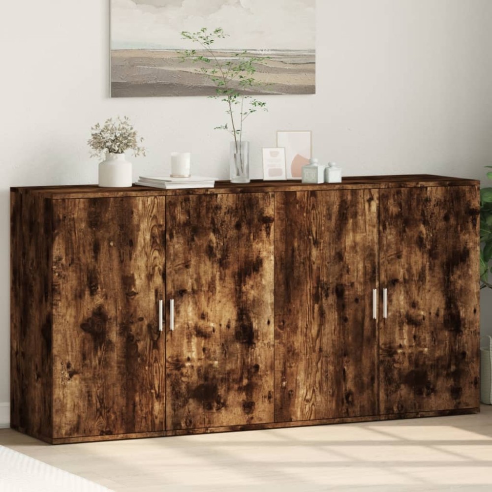 vidaXL Dulapuri, 2 buc., stejar fumuriu, 79x38x80 cm, lemn prelucrat