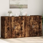 vidaXL Dulapuri, 2 buc., stejar fumuriu, 79x38x80 cm, lemn prelucrat vidaXL Dulapuri, 2 buc., stejar fumuriu, 79x38x80 cm, lemn prelucrat