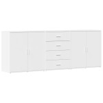 vidaXL Servante, 3 piese, alb, lemn prelucrat vidaXL Servante, 3 piese, alb, lemn prelucrat