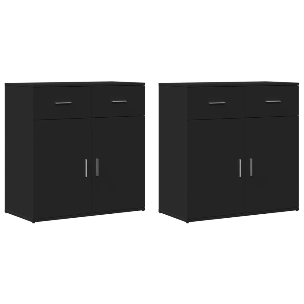 vidaXL Dulapuri, negru, 2 buc., 79x38x80 cm, lemn prelucrat
