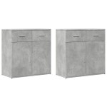 vidaXL Dulapuri, 2 buc., gri beton, 79x38x80 cm, lemn prelucrat
