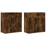 vidaXL Dulapuri, 2 buc., stejar fumuriu, 79x38x80 cm, lemn prelucrat