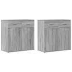 vidaXL Comode, 2 buc., gri sonoma, 79x38x80 cm, lemn compozit vidaXL Comode, 2 buc., gri sonoma, 79x38x80 cm, lemn compozit