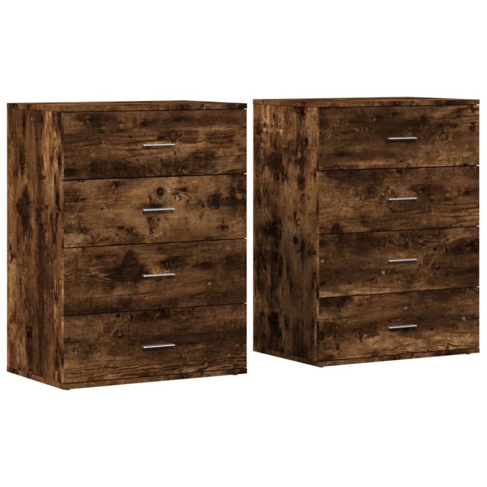 vidaXL Dulapuri, 2 buc., stejar fumuriu, 60x39x80 cm, lemn prelucrat