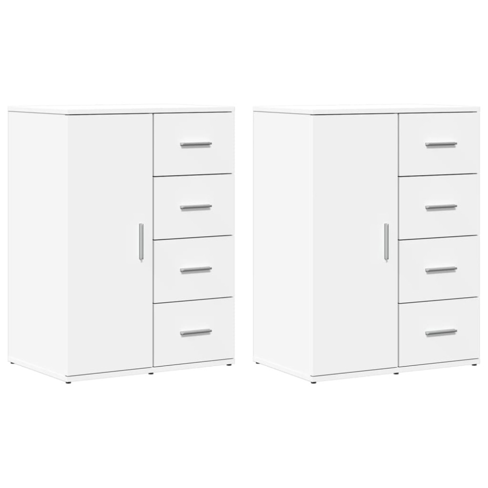 vidaXL Dulapuri, 2 buc., alb, 59x39x80 cm, lemn prelucrat
