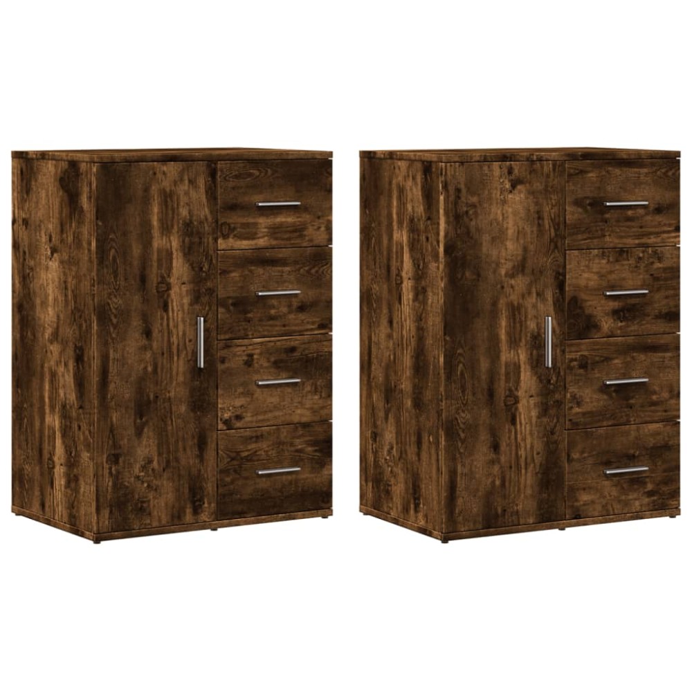 vidaXL Dulapuri, 2 buc., stejar fumuriu, 59x39x80 cm, lemn compozit