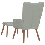vidaXL Scaun de relaxare cu taburet, gri deschis, catifea vidaXL Scaun de relaxare cu taburet, gri deschis, catifea