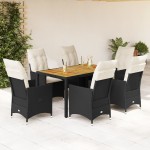 vidaXL Set mobilier de grădină cu perne, 7 piese, negru, poliratan vidaXL Set mobilier de grădină cu perne, 7 piese, negru, poliratan