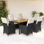 vidaXL Set mobilier de grădină cu perne, 7 piese, negru, poliratan vidaXL Set mobilier de grădină cu perne, 7 piese, negru, poliratan