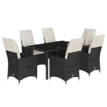 vidaXL Set mobilier de grădină cu perne, 7 piese, negru, poliratan vidaXL Set mobilier de grădină cu perne, 7 piese, negru, poliratan