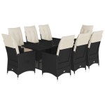 vidaXL Set mobilier de grădină cu perne, 9 piese, negru, poliratan vidaXL Set mobilier de grădină cu perne, 9 piese, negru, poliratan
