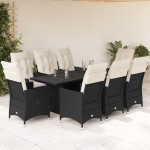 vidaXL Set mobilier de grădină cu perne, 9 piese, negru, poliratan vidaXL Set mobilier de grădină cu perne, 9 piese, negru, poliratan