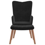 vidaXL Scaun de relaxare cu taburet, negru, catifea vidaXL Scaun de relaxare cu taburet, negru, catifea