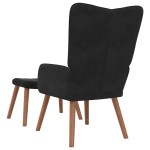 vidaXL Scaun de relaxare cu taburet, negru, catifea vidaXL Scaun de relaxare cu taburet, negru, catifea