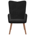 vidaXL Scaun de relaxare cu taburet, negru, catifea vidaXL Scaun de relaxare cu taburet, negru, catifea