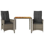 vidaXL Set bistro de grădină cu perne, 3 piese, gri, poliratan vidaXL Set bistro de grădină cu perne, 3 piese, gri, poliratan