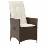 vidaXL Set bistro cu perne, 3 piese, maro, poliratan