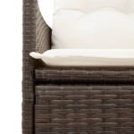 vidaXL Set bistro cu perne, 3 piese, maro, poliratan