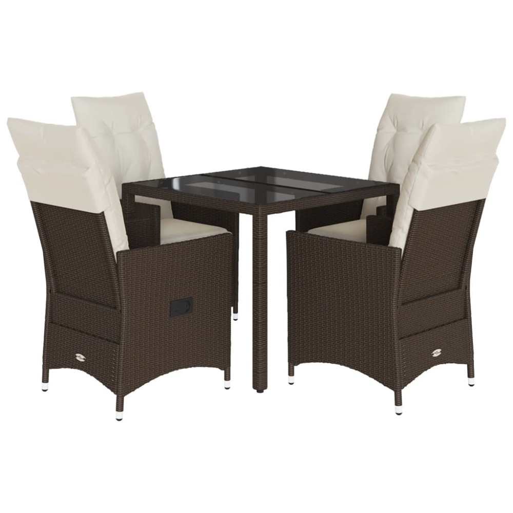 vidaXL Set mobilier de grădină, 5 piese, cu perne, maro, poliratan