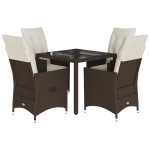 vidaXL Set mobilier de grădină, 5 piese, cu perne, maro, poliratan vidaXL Set mobilier de grădină, 5 piese, cu perne, maro, poliratan