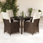 vidaXL Set mobilier de grădină, 5 piese, cu perne, maro, poliratan vidaXL Set mobilier de grădină, 5 piese, cu perne, maro, poliratan