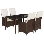 vidaXL Set mobilier de grădină, 5 piese, cu perne, maro, poliratan vidaXL Set mobilier de grădină, 5 piese, cu perne, maro, poliratan