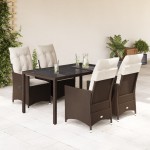 vidaXL Set mobilier de grădină, 5 piese, cu perne, maro, poliratan vidaXL Set mobilier de grădină, 5 piese, cu perne, maro, poliratan