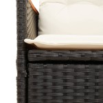 vidaXL Set bistro cu perne, 3 piese, negru, poliratan
