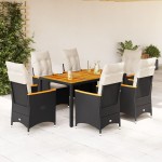 vidaXL Set mobilier de grădină cu perne, 7 piese, negru, poliratan vidaXL Set mobilier de grădină cu perne, 7 piese, negru, poliratan