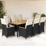 vidaXL Set mobilier de grădină cu perne, 9 piese, negru, poliratan vidaXL Set mobilier de grădină cu perne, 9 piese, negru, poliratan