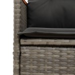 vidaXL Set bistro de grădină cu perne, 3 piese, gri, poliratan vidaXL Set bistro de grădină cu perne, 3 piese, gri, poliratan