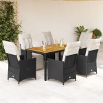 vidaXL Set mobilier de grădină cu perne, 7 piese, negru, poliratan vidaXL Set mobilier de grădină cu perne, 7 piese, negru, poliratan