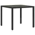 vidaXL Set bistro cu perne, 3 piese, negru, poliratan