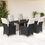vidaXL Set mobilier de grădină cu perne, 7 piese, negru, poliratan vidaXL Set mobilier de grădină cu perne, 7 piese, negru, poliratan