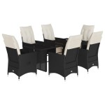vidaXL Set mobilier de grădină cu perne, 7 piese, negru, poliratan vidaXL Set mobilier de grădină cu perne, 7 piese, negru, poliratan
