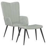 vidaXL Scaun de relaxare cu taburet, gri deschis, catifea vidaXL Scaun de relaxare cu taburet, gri deschis, catifea
