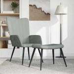 vidaXL Scaun de relaxare cu taburet, gri deschis, catifea vidaXL Scaun de relaxare cu taburet, gri deschis, catifea