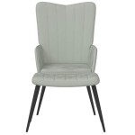 vidaXL Scaun de relaxare cu taburet, gri deschis, catifea vidaXL Scaun de relaxare cu taburet, gri deschis, catifea