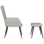 vidaXL Scaun de relaxare cu taburet, gri deschis, catifea vidaXL Scaun de relaxare cu taburet, gri deschis, catifea