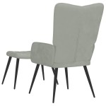 vidaXL Scaun de relaxare cu taburet, gri deschis, catifea vidaXL Scaun de relaxare cu taburet, gri deschis, catifea