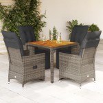 vidaXL Set bistro de grădină cu perne, 5 piese, gri, poliratan vidaXL Set bistro de grădină cu perne, 5 piese, gri, poliratan