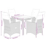 vidaXL Set bistro de grădină cu perne, 5 piese, gri, poliratan vidaXL Set bistro de grădină cu perne, 5 piese, gri, poliratan