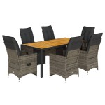 vidaXL Set bistro de grădină cu perne, 7 piese, gri, poliratan vidaXL Set bistro de grădină cu perne, 7 piese, gri, poliratan